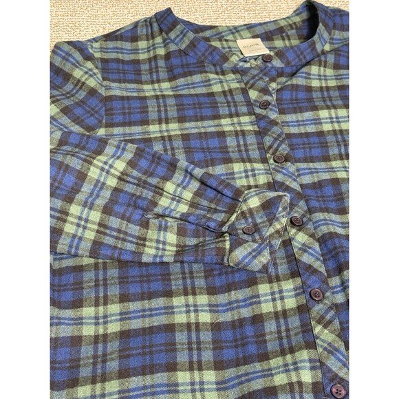 Blair Flannel Women's Large Blue Green Long Sleeve Button Down 100% Cotton - Picture 2 of 7